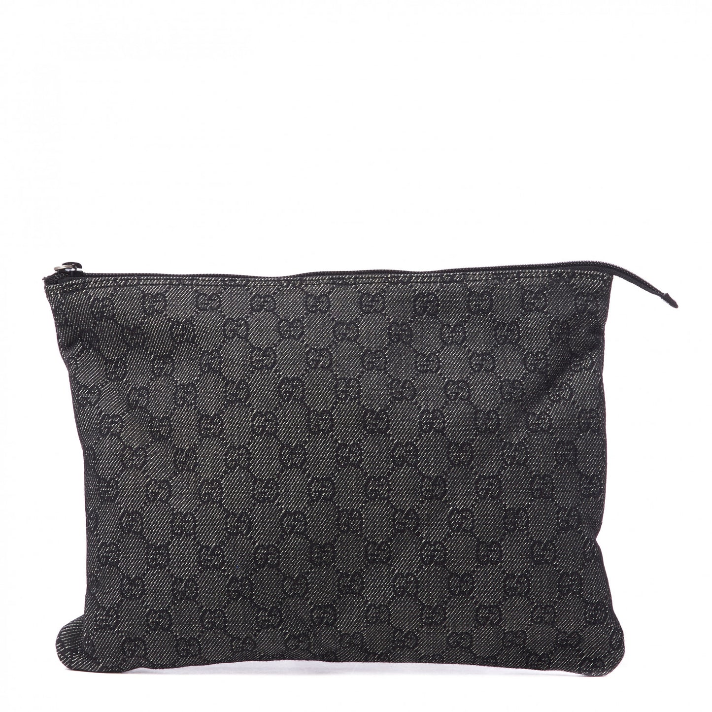 Denim Monogram Zip Top Pouch Black