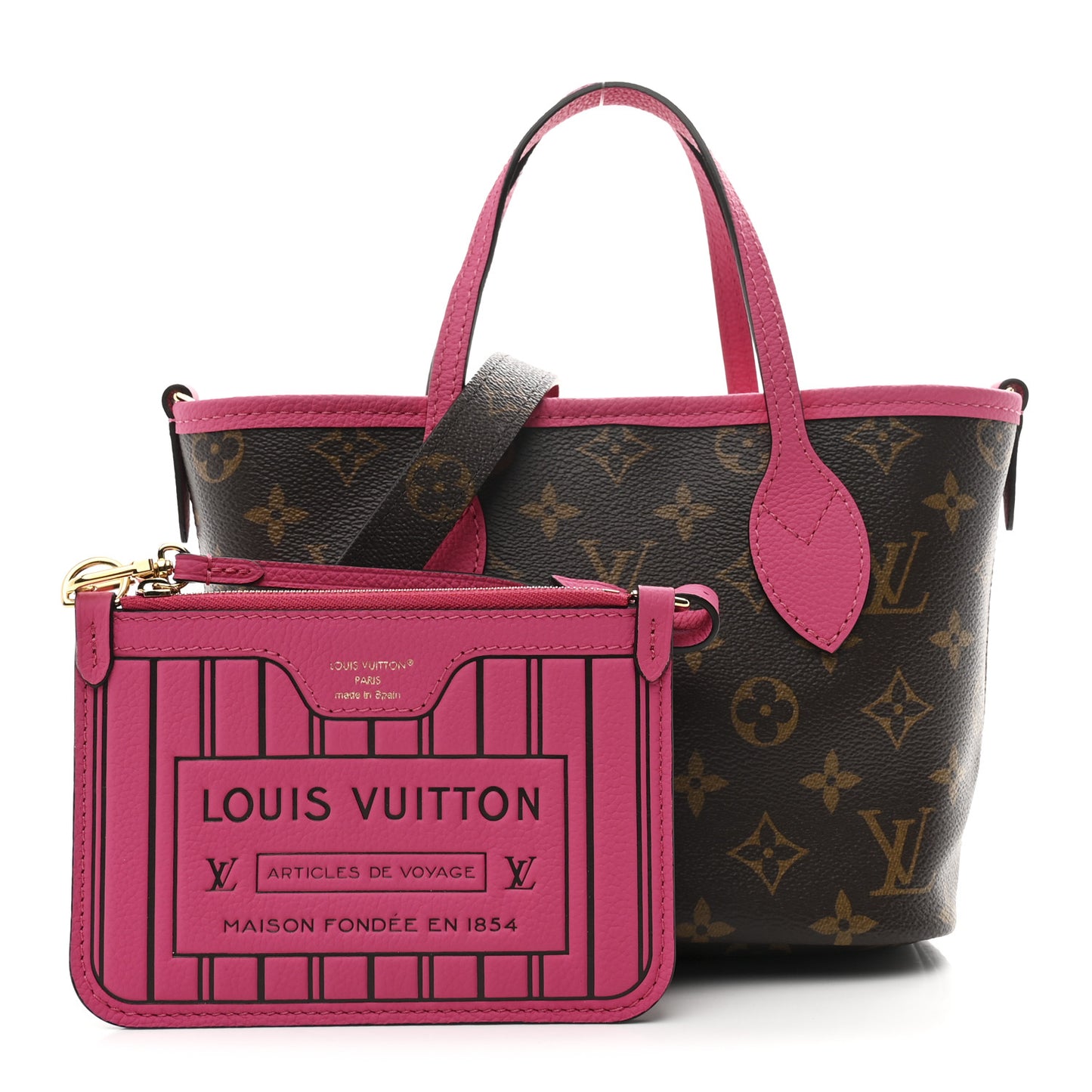 Monogram Neverfull Inside Out Bandouliere BB Rose Pondichery