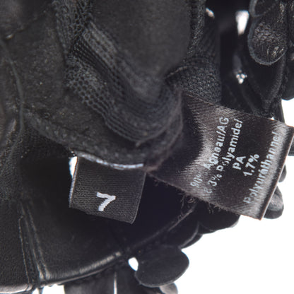 Chanel Lambskin Mesh Panel Camellia Fingerless Gloves 7 Black 4 of 6