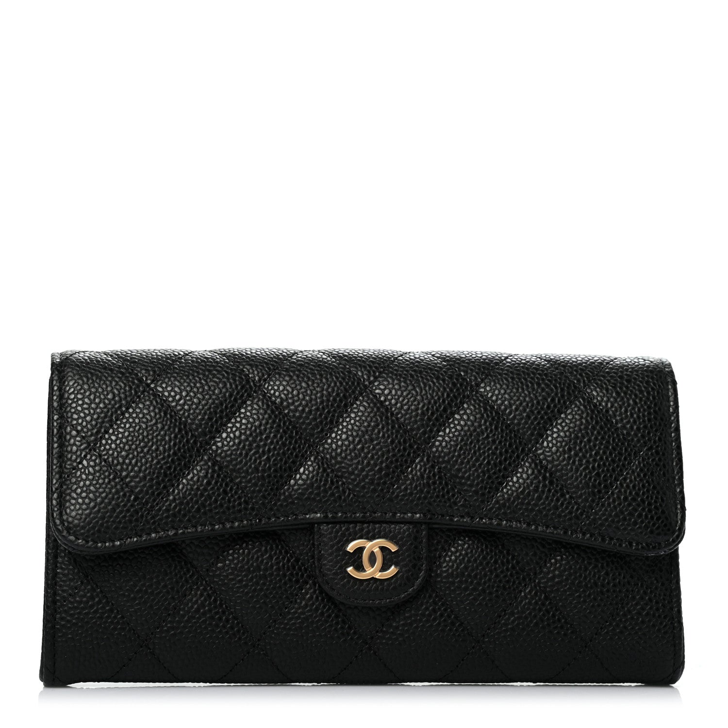 Chanel Caviar Quilted Large Gusset Flap Wallet Black 1 of 8