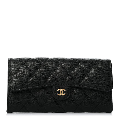 Chanel Caviar Quilted Large Gusset Flap Wallet Black 1 of 8