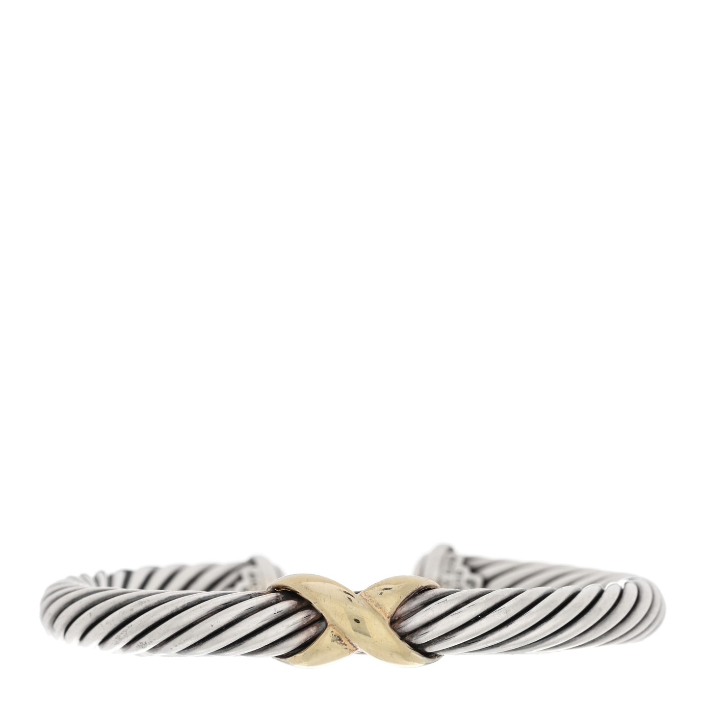 DAVID YURMAN Sterling Silver 14K Yellow Gold 7mm X Station Cable Bracelet