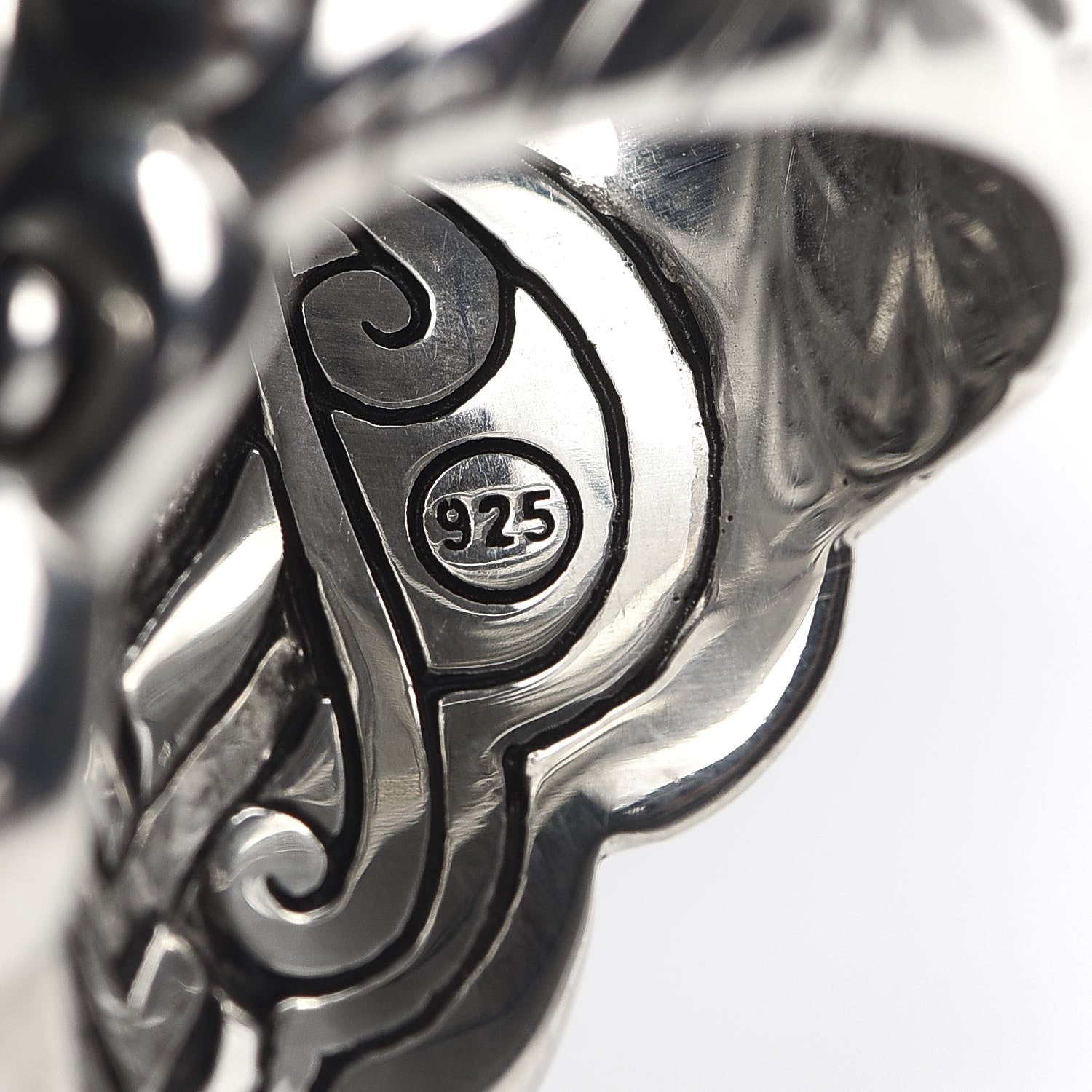 John Hardy Sterling Silver Black Spinel Sapphire Naga Head Ring 53 6.25 6 of 8
