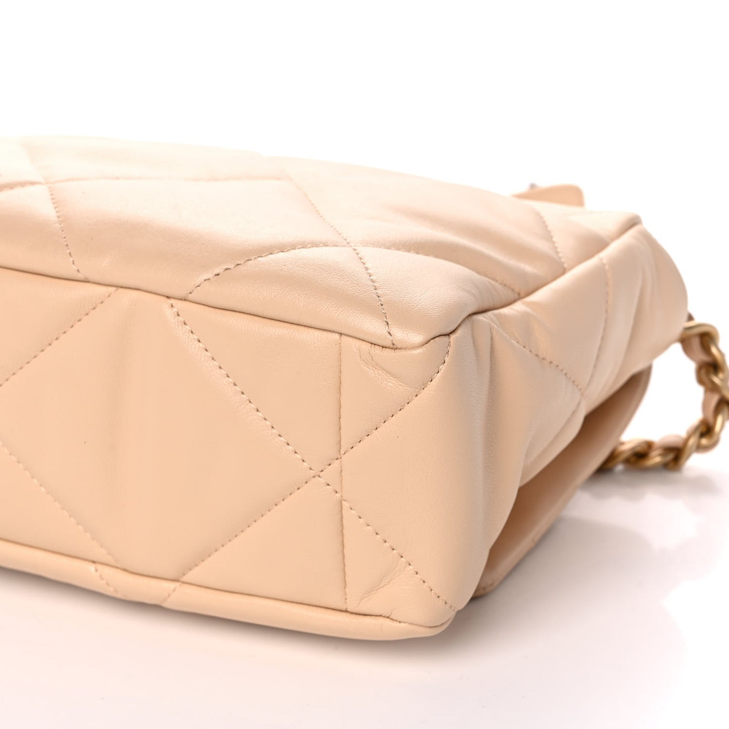 Lambskin Quilted Large Chanel 19 Flap Beige