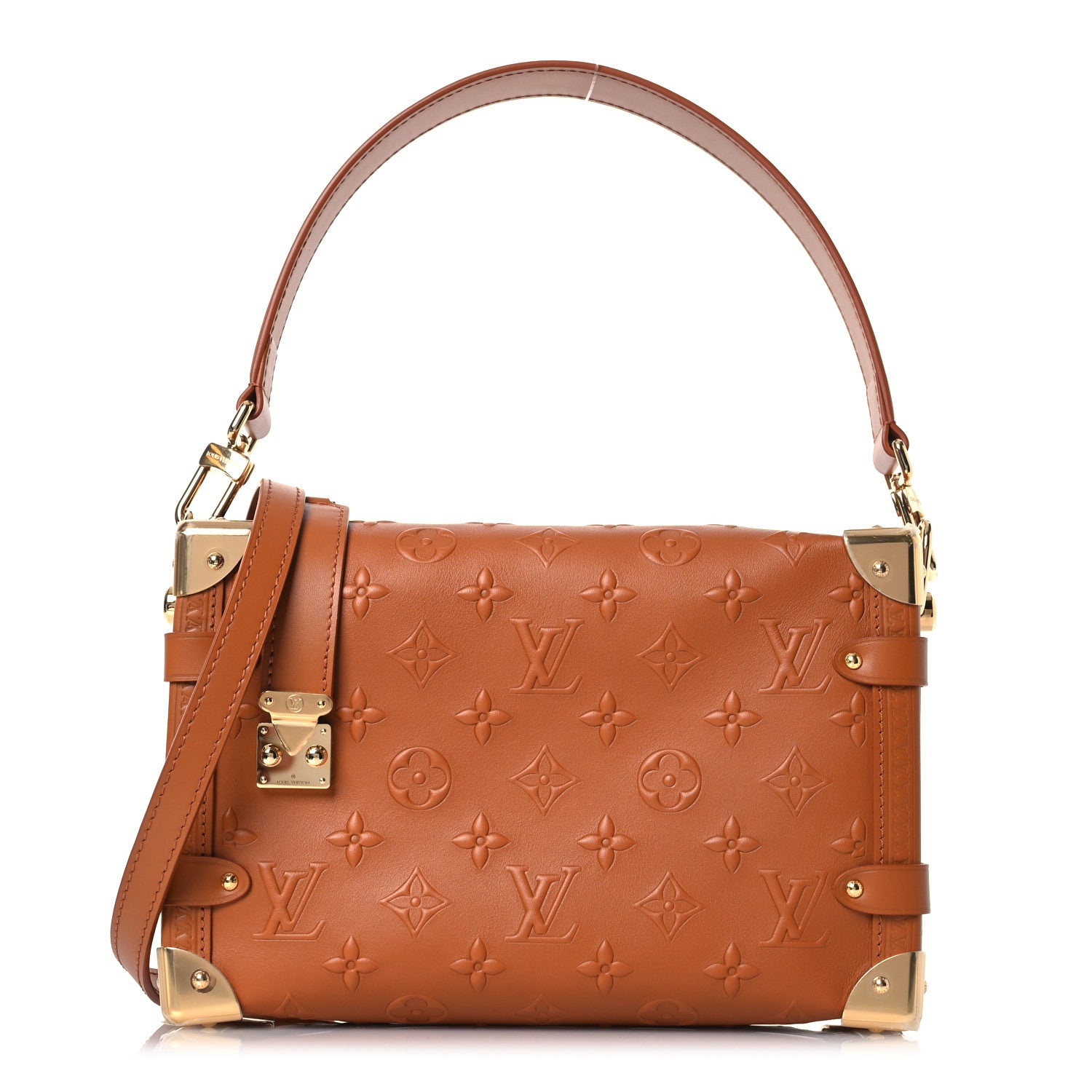Louis Vuitton Calfskin Debossed Monogram Side Trunk Tan 1 of 11