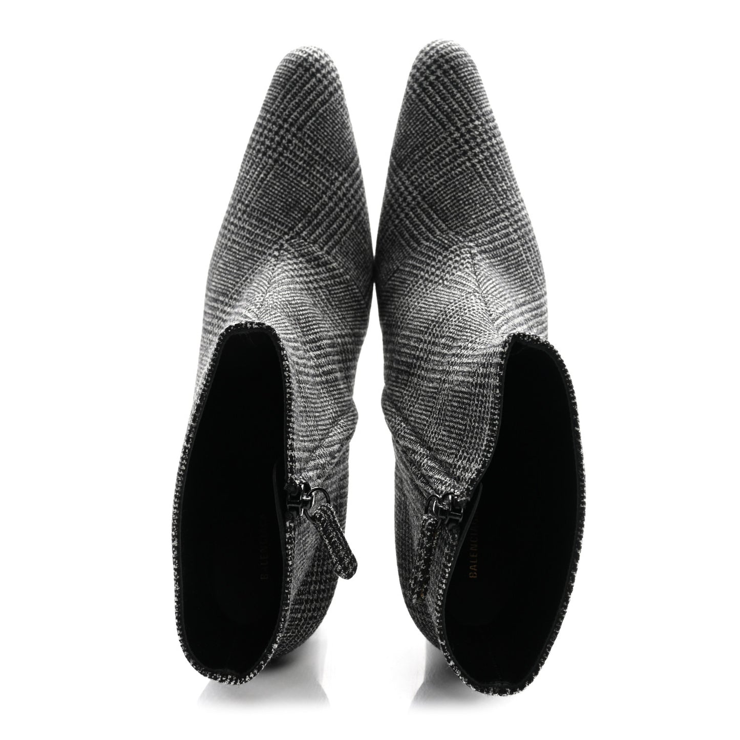 Wool Plaid Ankle Boots 41 Black White