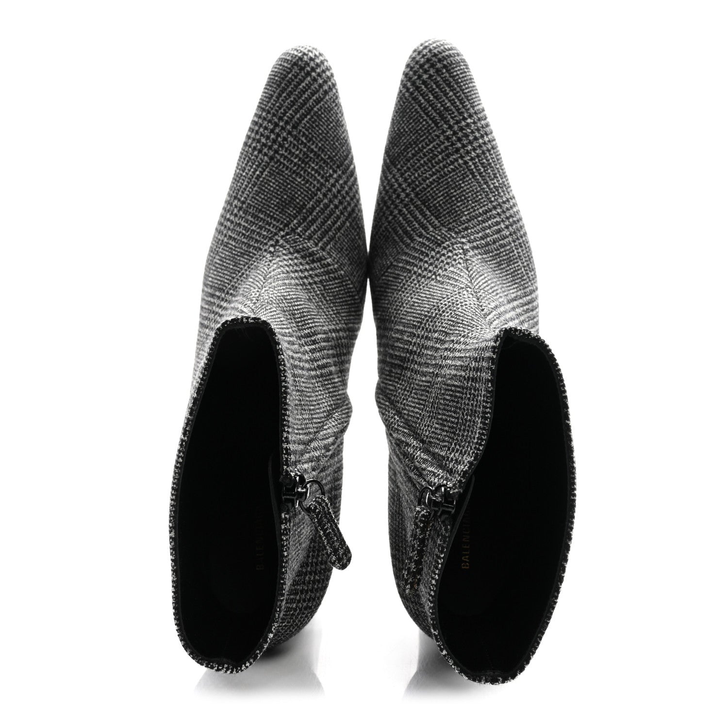 Balenciaga Wool Plaid Ankle Boots 41 Black White 2 of 10