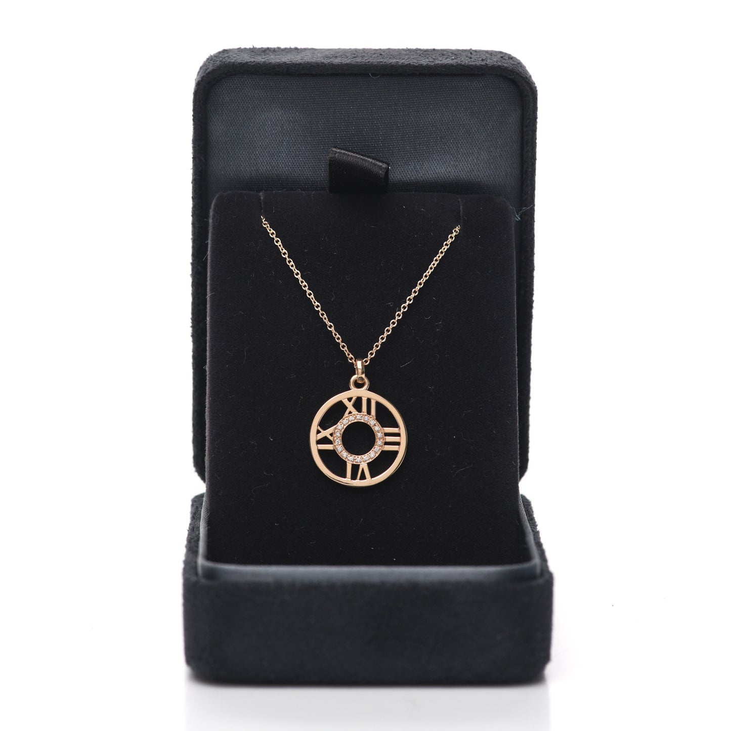 18K Rose Gold Diamond Small Atlas Open Pendant Necklace