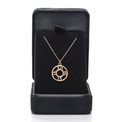 Tiffany 18K Rose Gold Diamond Small Atlas Open Pendant Necklace 6 of 6