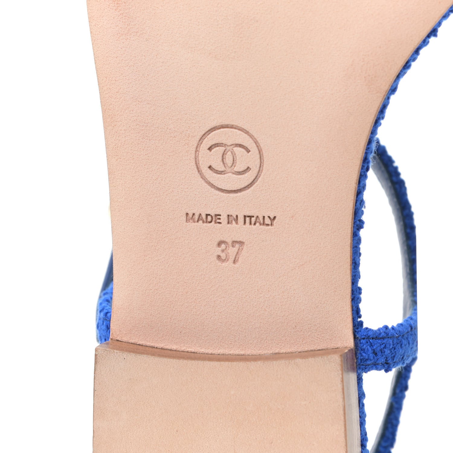 Chanel Cotton Tweed CC Logo Thong Sandals 37 Navy Blue 10 of 13