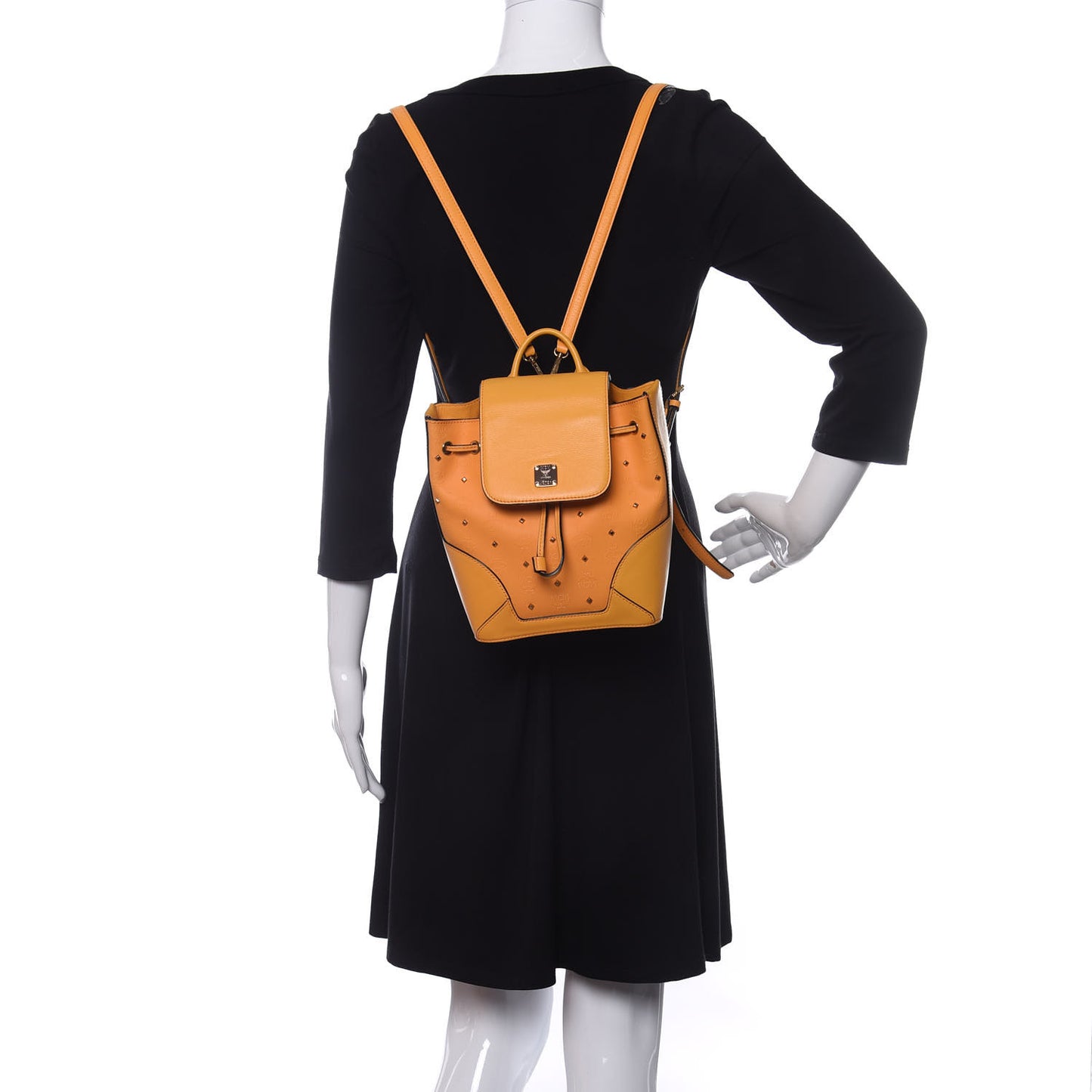Coated Canvas Monogram Studded Mini Claudia Backpack Orange