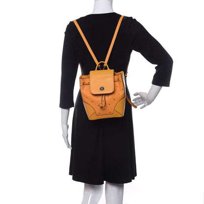 MCM Coated Canvas Monogram Studded Mini Claudia Backpack Orange 2 of 12