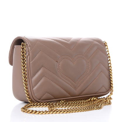 Gucci Calfskin Matelasse Super Mini GG Marmont Shoulder Bag Porcelain Rose 3 of 16