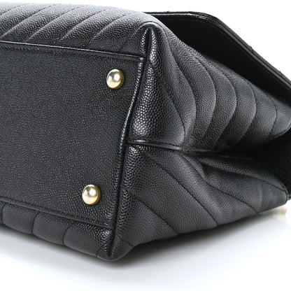 Chanel Caviar Chevron Quilted Small Coco Handle Flap Black 10 of 10