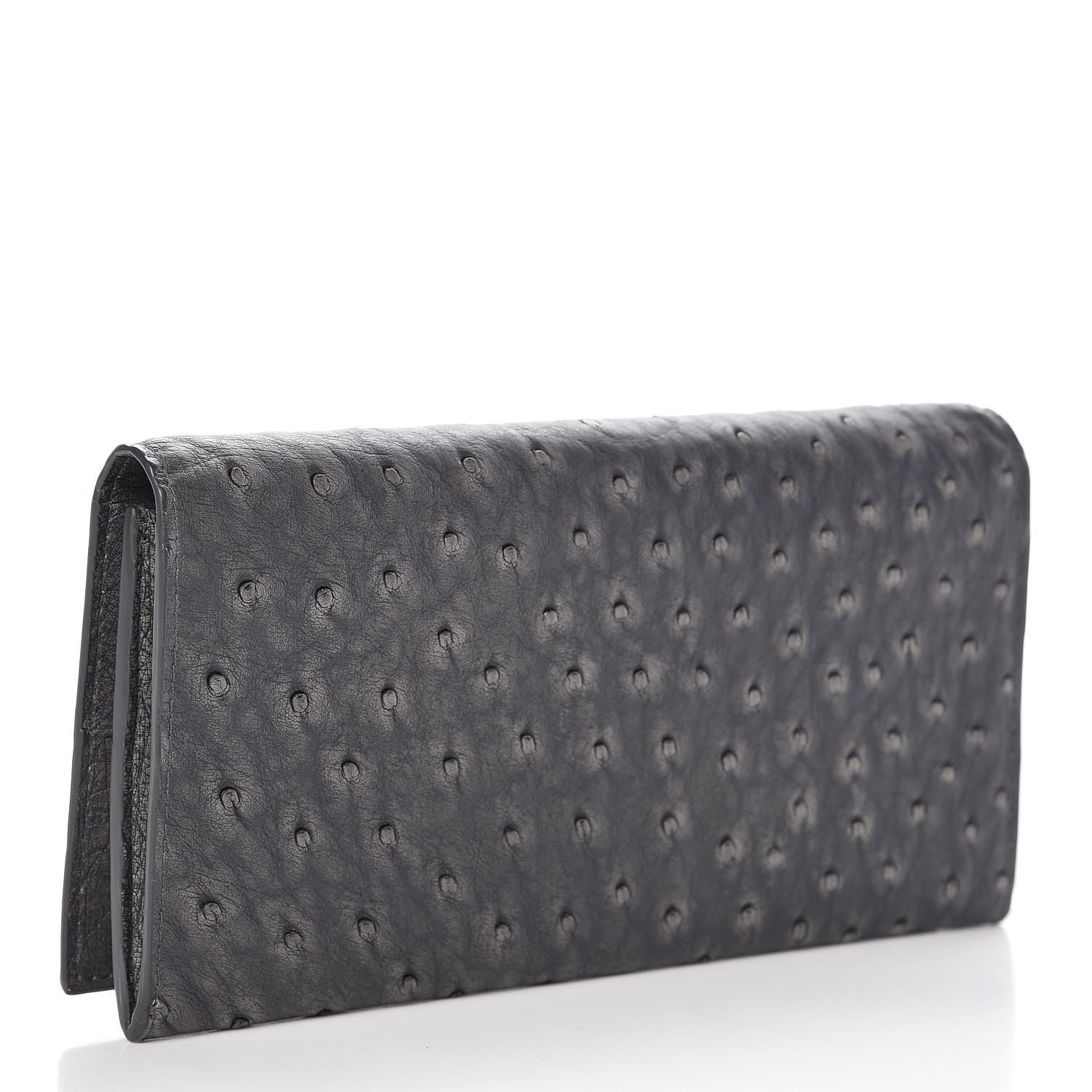Bottega Veneta Ostrich Intrecciato Flap Wallet Ardoise 3 of 11