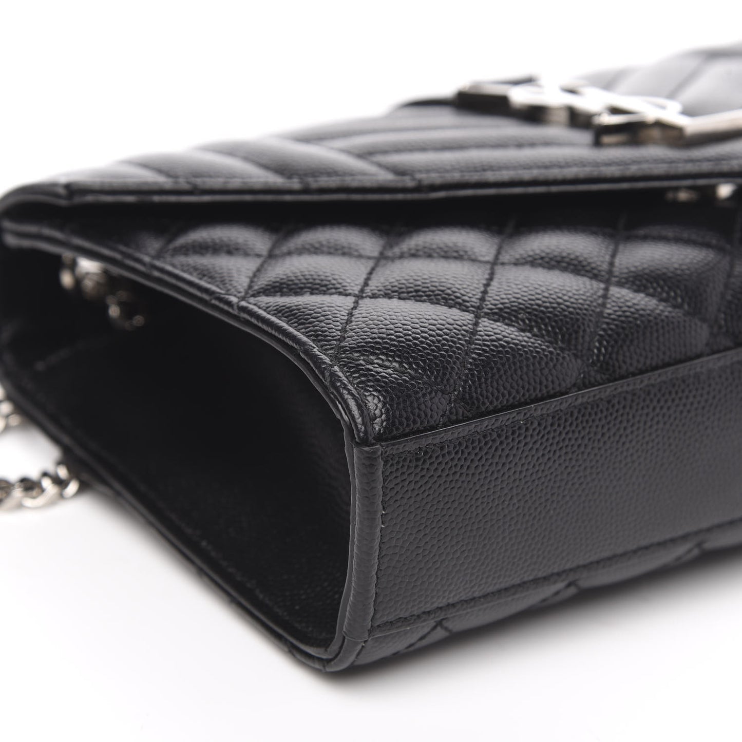 Grain De Poudre Textured Mixed Matelasse Triquilt Small Monogram Satchel Black