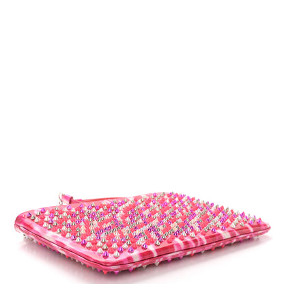 Christian Louboutin CHRISTIAN LOUBOUTIN Patent Glittart Studded Loubiposh Chain Clutch Shocking Pink 4 of 9