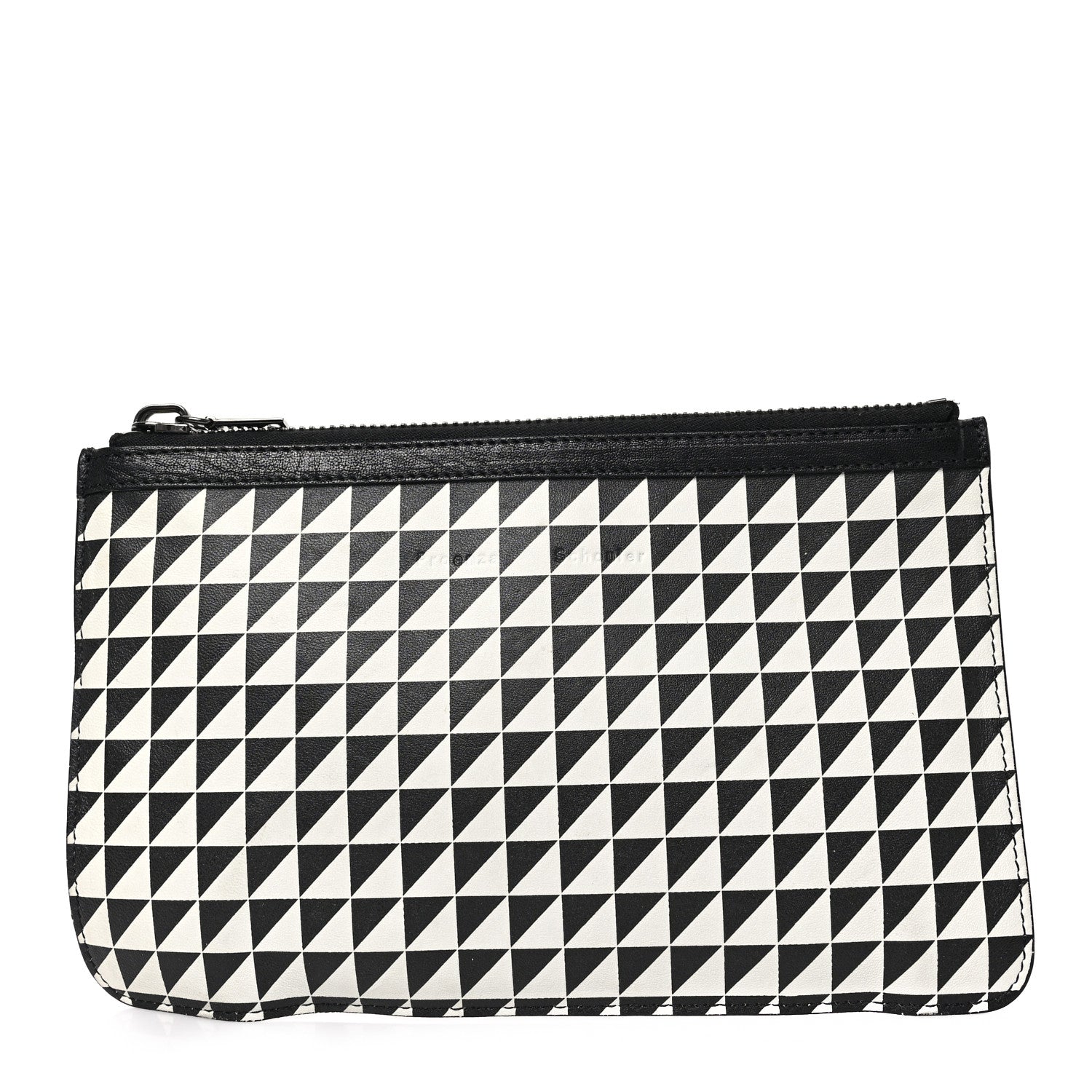 Proenza Schouler Calfskin Triangle Print Zip Pouch Black White 1 of 7