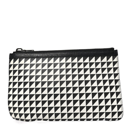 Proenza Schouler Calfskin Triangle Print Zip Pouch Black White 1 of 7
