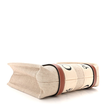 Chloe Cotton Calfskin Small Woody Ribbon Tote White Brown 4 of 12