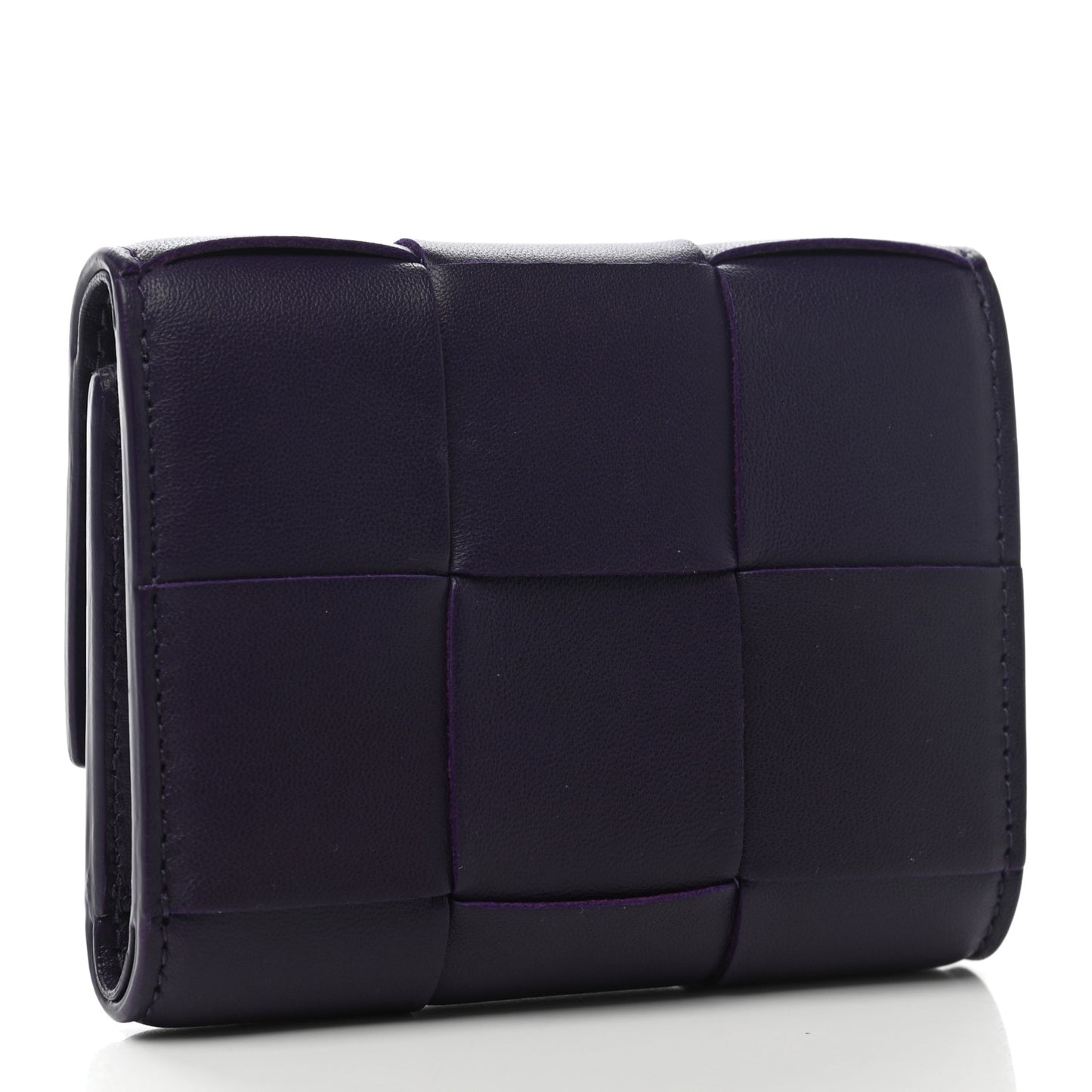 Nappa Maxi Intrecciato Trifold Zip Wallet Grape