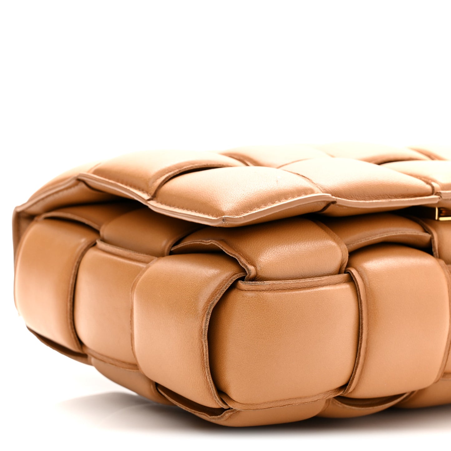 Nappa Maxi Intrecciato Padded Cassette Crossbody Bag Caramel