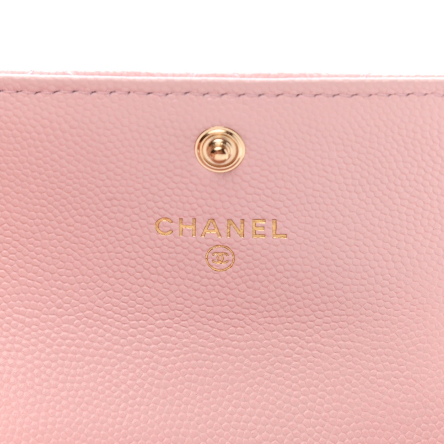 Caviar Quilted Crystal CC Flap Card Holder Pink