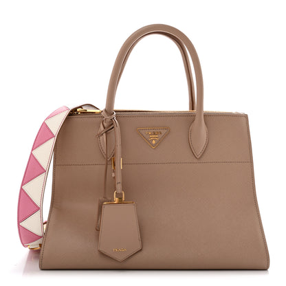 Prada Saffiano City Calfskin Greche Medium Paradigme Bag Cammeo Begonia 1 of 9