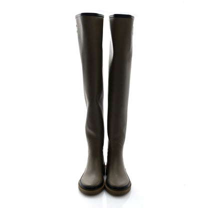 Chanel Caoutchouk CC Knee High Boots 39 Dark Beige Black 5 of 9