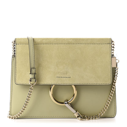 Chloe Calfskin Suede Mini Chain Faye Shoulder Bag Light Eucalyptus 1 of 9