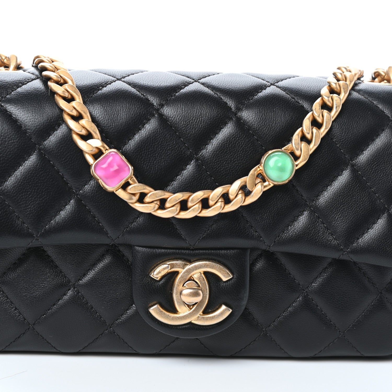 Chanel Lambskin Resin Quilted Mini Rectangular Pearl Samba Flap Black 8 of 10