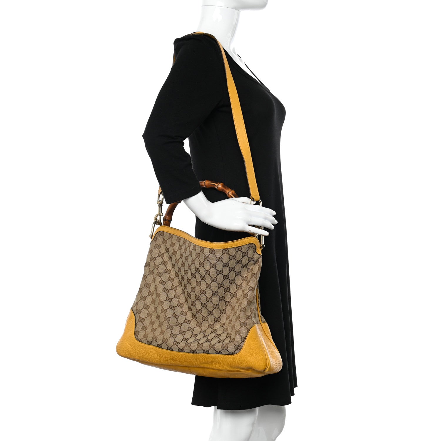 Gucci Monogram Medium Diana Bamboo Shoulder Bag Yellow 2 of 11