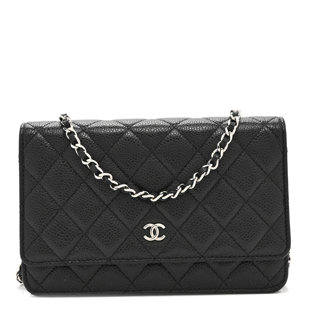 Caviar Quilted Wallet on Chain WOC Black