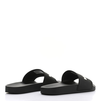 Balenciaga Rubber Womens Logo Pool Slide Sandals 40 Black White 4 of 8