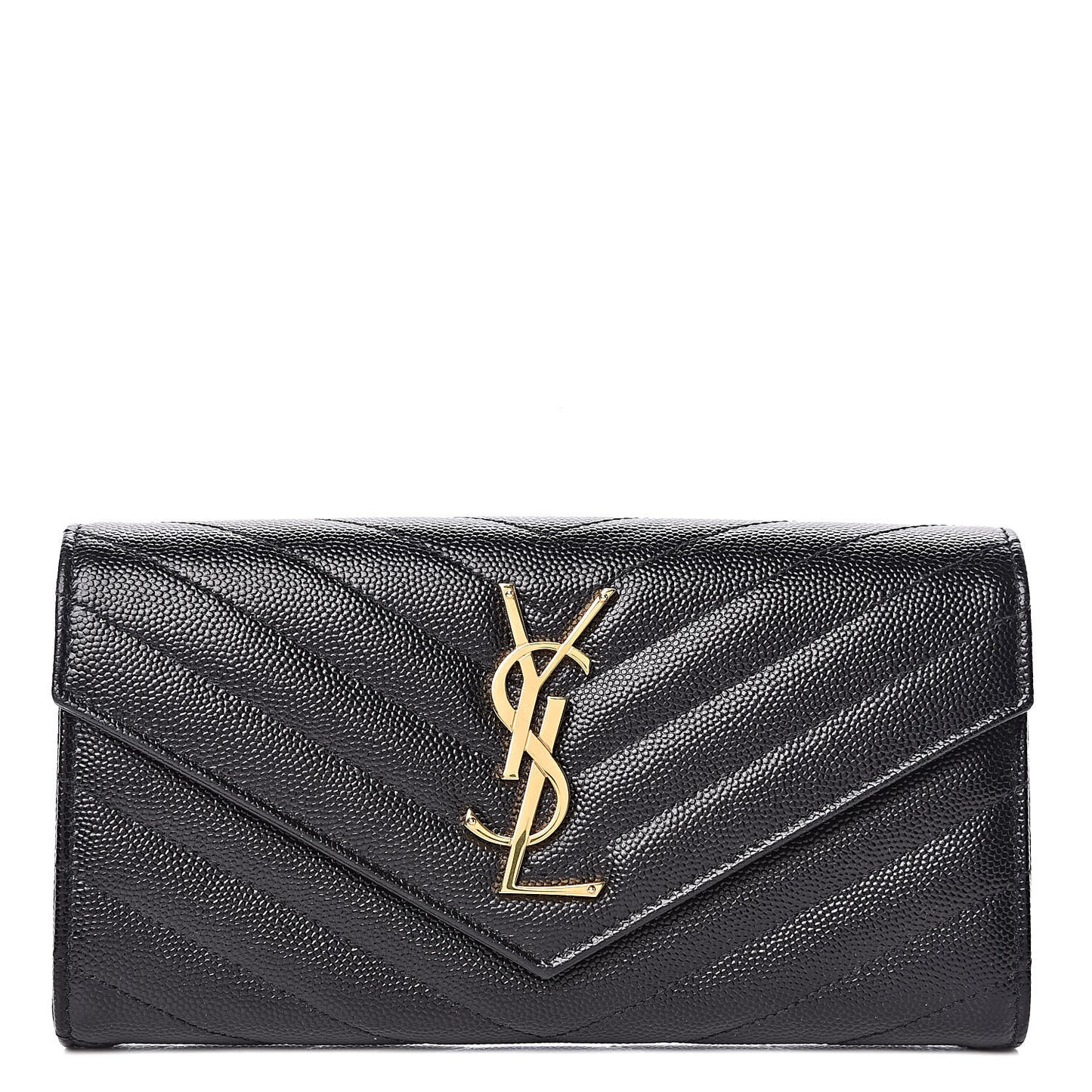 Grain De Poudre Matelasse Chevron Monogram Flap Wallet Black