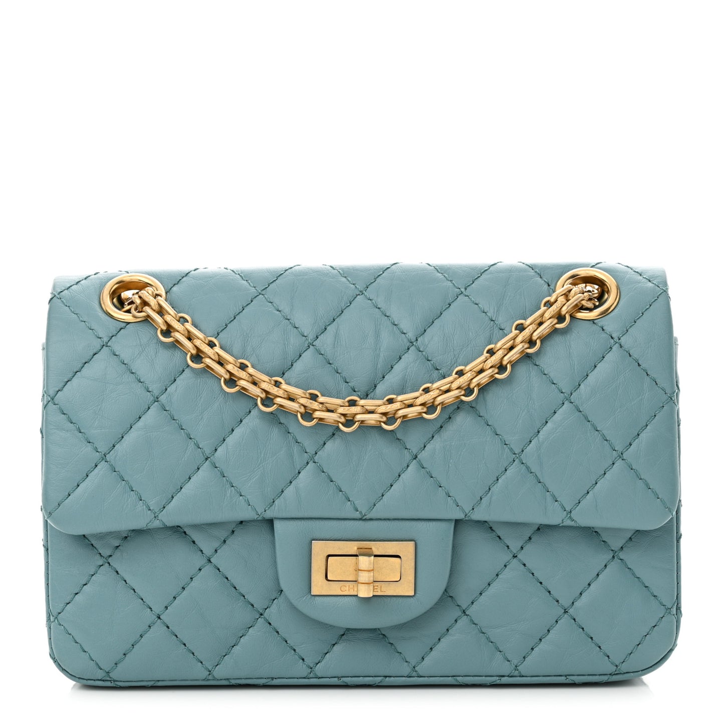 Aged Calfskin Quilted 2.55 Reissue Mini Flap Blue