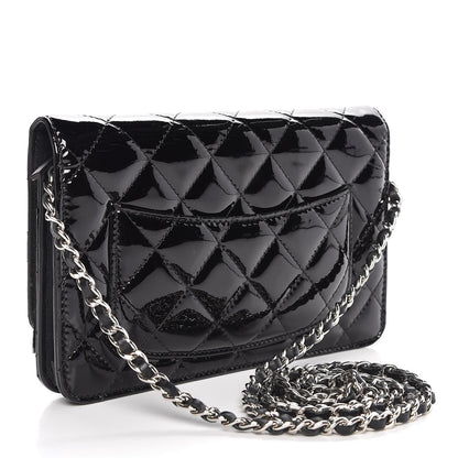 Chanel Patent Quilted Wallet On Chain WOC Black 3 of 9