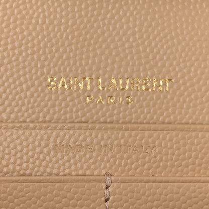 Saint Laurent Grain De Poudre Matelasse Chevron Monogram Chain Wallet Light Beige 7 of 13