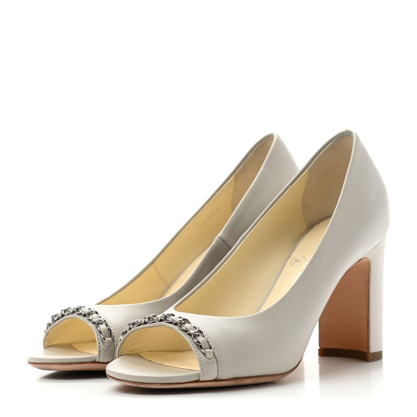 Lambskin Peep Toe CC Pumps 37 Grey