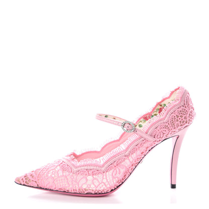 Gucci Lace Pizzo Venice Pumps 38.5 Sugar Pink 1 of 8