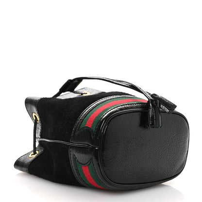 Gucci Suede Patent Web Mini Ophidia Bucket Bag Black 4 of 10