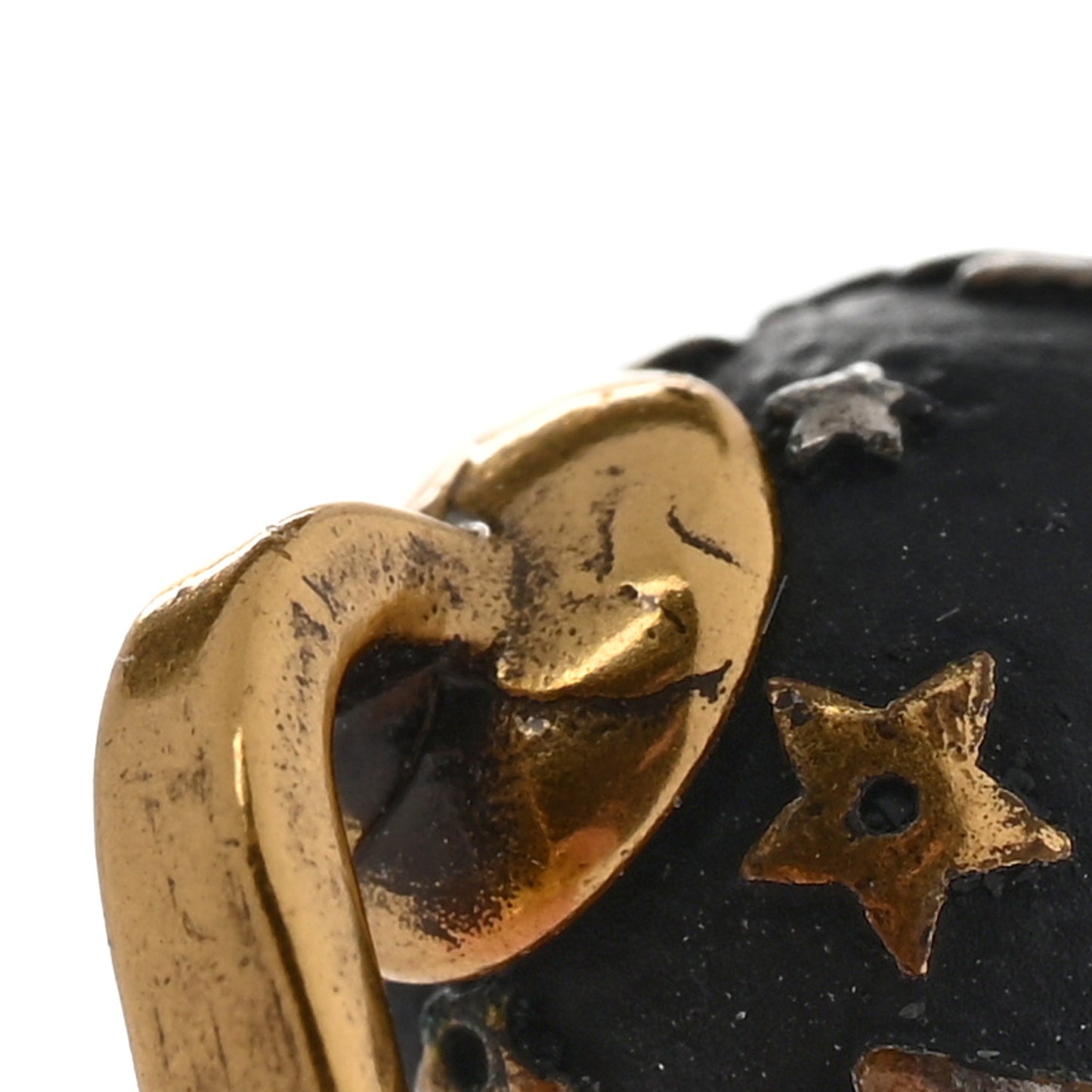 Metal Star Heart Earrings Black Gold