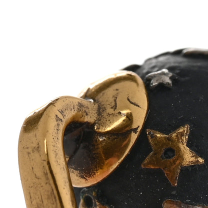 Christian Dior Metal Star Heart Earrings Black Gold 7 of 7