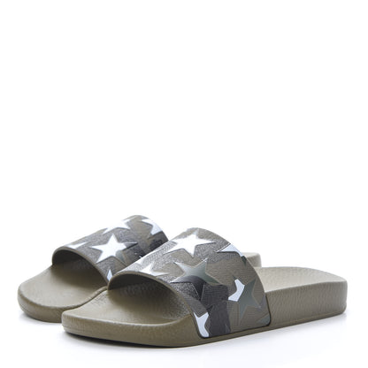 Valentino Garavani PVC Camustars Slide Sandals 37 Army Green White 3 of 8