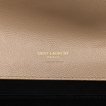 Saint Laurent Grain De Poudre Textured Mixed Matelasse Triquilt Monogram Clutch Dark Beige 6 of 7