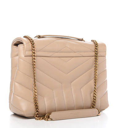 Saint Laurent Calfskin Y Quilted Monogram Small Loulou Chain Satchel Dark Beige 3 of 11