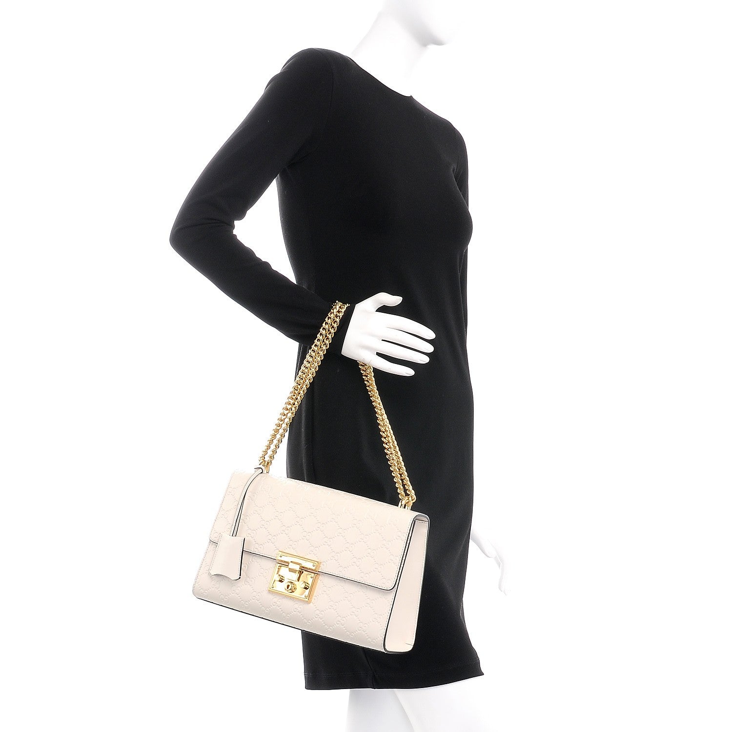 Gucci Guccissima Medium Padlock Shoulder Bag Mystic White 2 of 10