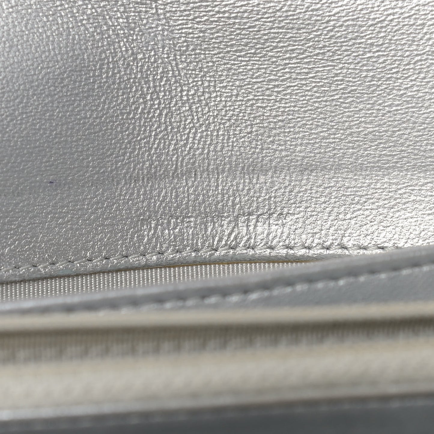 Metallic Lambskin Quilted Long Flap Wallet Silver