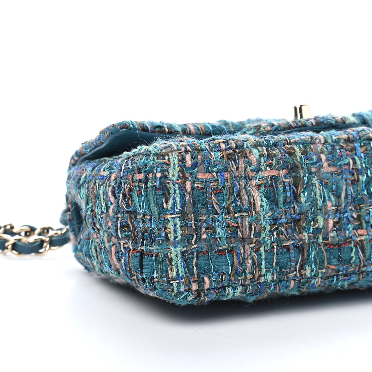 Tweed Quilted Egyptian Mini Rectangular Flap Turquoise