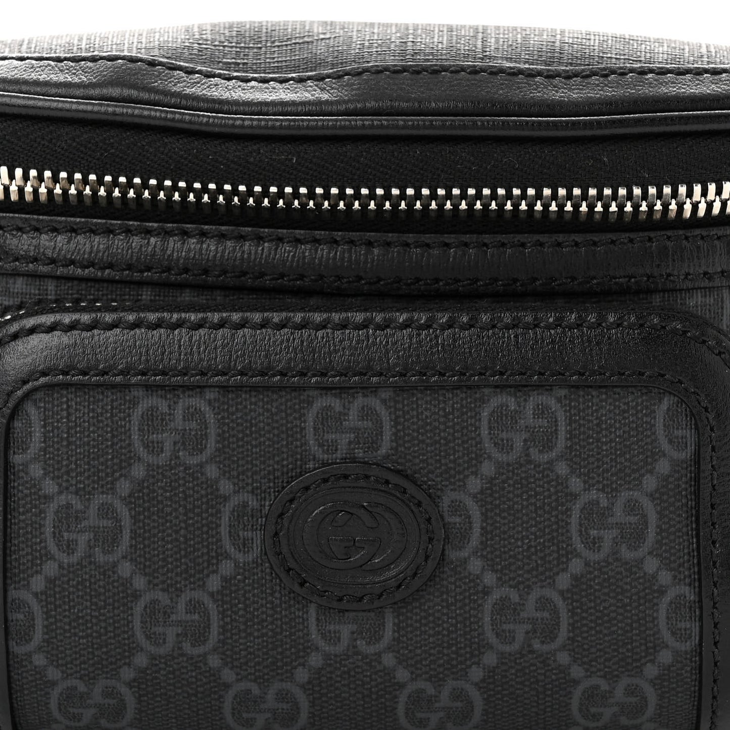 GG Supreme Monogram Textured Calfskin Retro Interlocking G Belt Bag Black